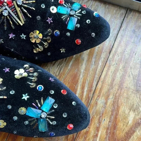 Betsey Johnson Jax Booties Velvet Ankle Boots with Starburst Jewels, Size 6 - Picture 12 of 12